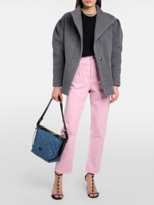 Oversized vlněný krátký kabát Isabel Marant šedý