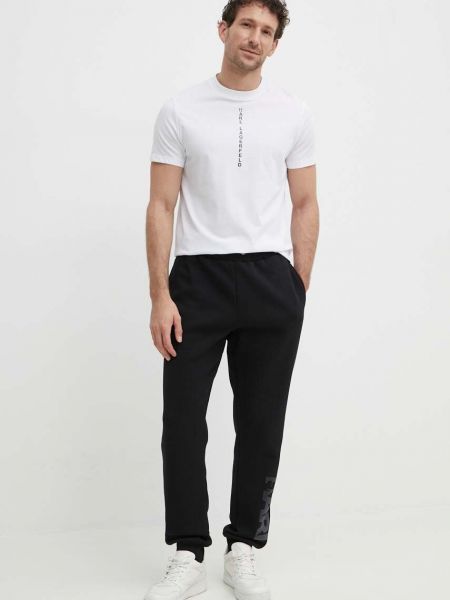 Spodnie sportowe z nadrukiem Karl Lagerfeld czarne