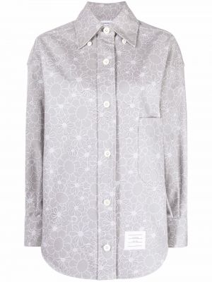 Chemise à fleurs oversize Thom Browne gris