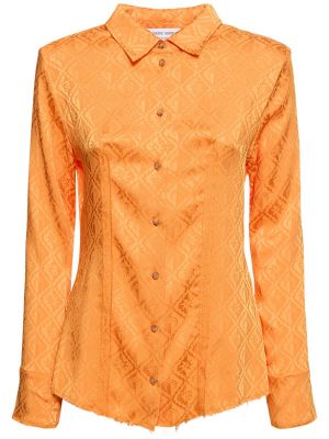 Satynowa koszula żakardowa Marine Serre pomarańczowa