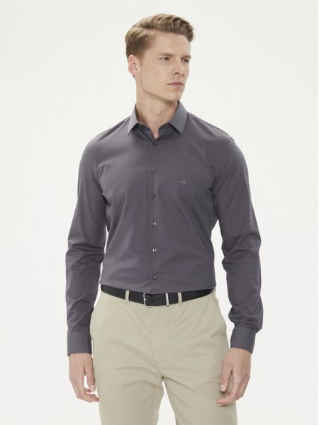 Slim fit priliehavá košeľa Calvin Klein sivá