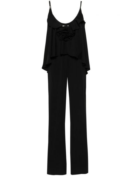 Applikation blomstret lang jumpsuit Nissa sort