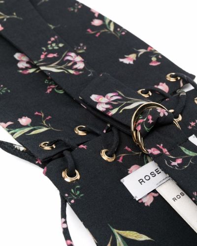Cinturón de flores con estampado de encaje Roses & Lace negro