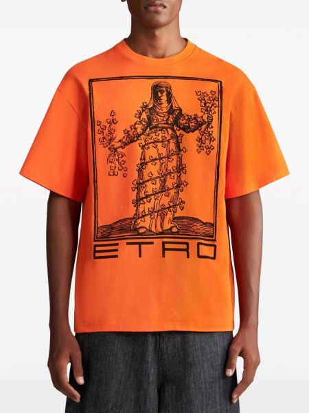 T-shirt en coton à imprimé Etro orange
