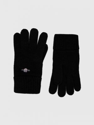 Czarne rękawiczki wełniane Gant