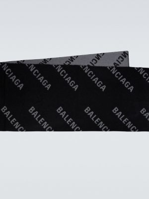 Шерстяной шарф с логотипом Balenciaga серый
