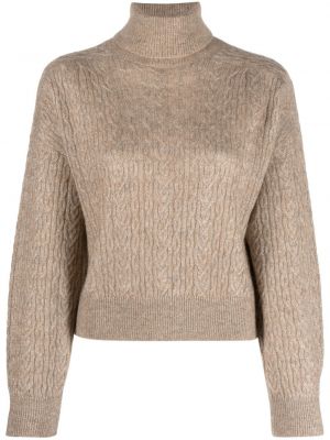 Sweter z okrągłym dekoltem Brunello Cucinelli beżowy
