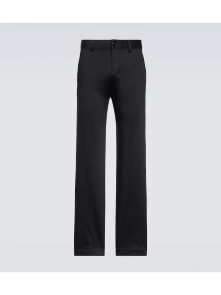 Pantaloni chino di raso di cotone di cotone Ami Paris nero