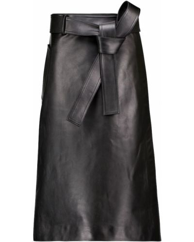 Kožená sukňa s vysokým pásom Balenciaga čierna