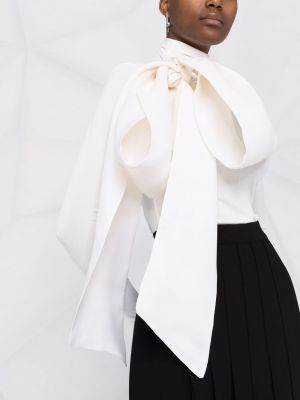 Bluzka dopasowana z kokardką Atu Body Couture biała