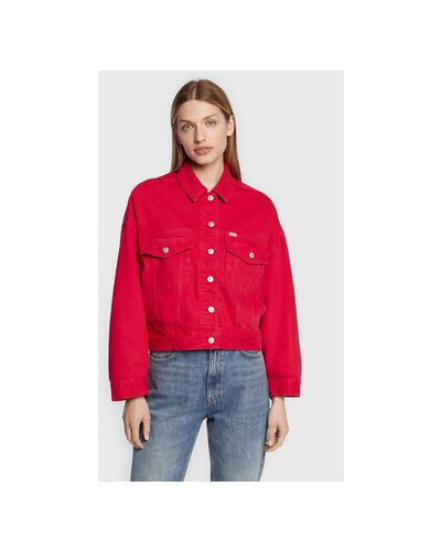 Красная джинсовая куртка оверсайз Ltb