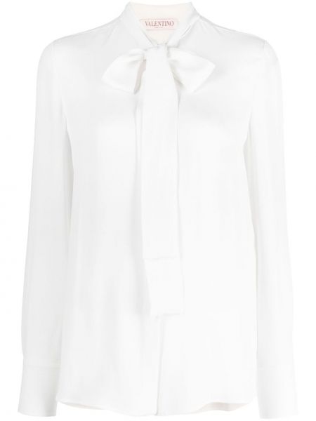 Camicia con fiocco di seta Valentino bianco
