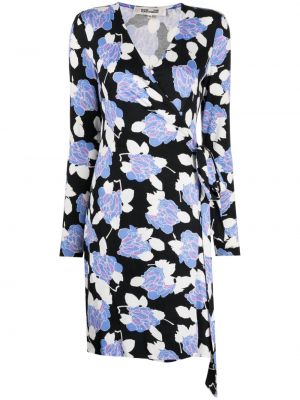 Jedwabna sukienka koktajlowa w kwiatki z nadrukiem Dvf Diane Von Furstenberg