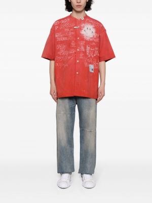 Koszula bawełniana z nadrukiem Maison Mihara Yasuhiro czerwona