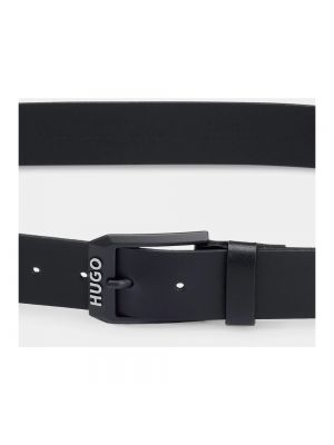 Cinturón de cuero con hebilla Hugo Boss negro