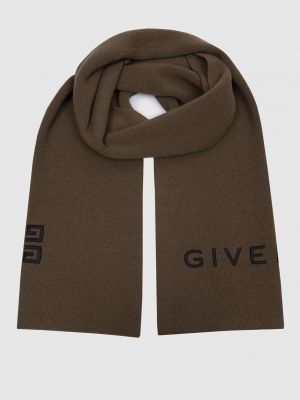 Шерстяной шарф с вышивкой Givenchy коричневый