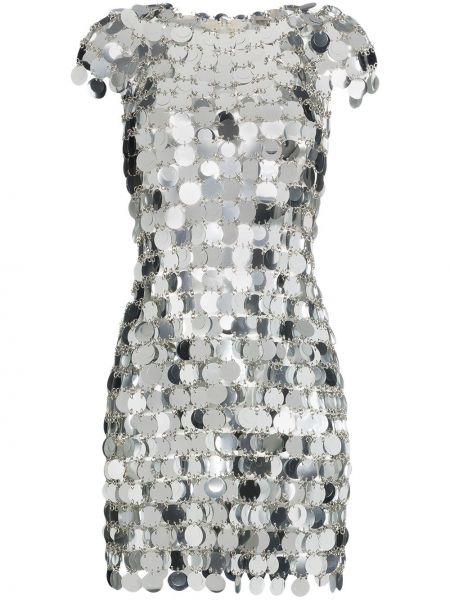 Sukienka mini z cekinami Paco Rabanne srebrna