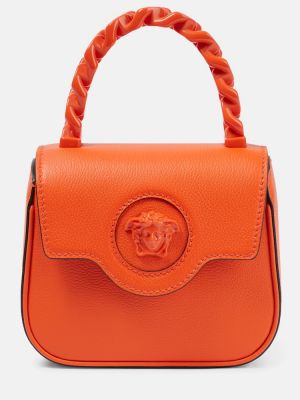 Кожени шопинг чанта Versace оранжево
