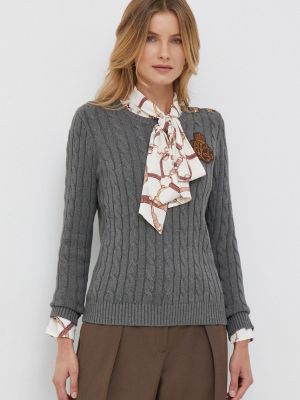 Bavlněný svetr Lauren Ralph Lauren šedý
