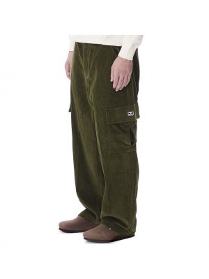 Вельветовые брюки карго свободного кроя Obey зеленые
