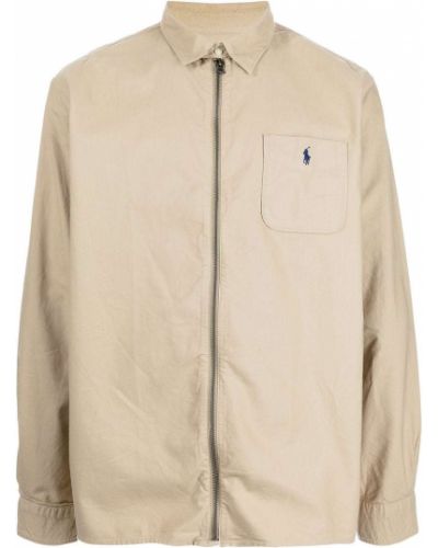 Camisa con cremallera con estampado de tela jersey Polo Ralph Lauren marrón