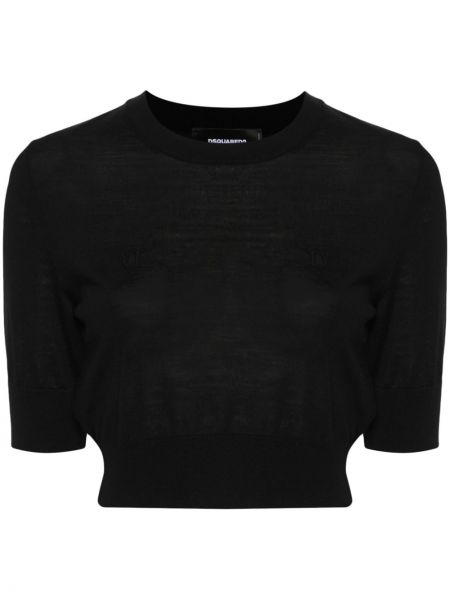 Пуловер бродиран черно Dsquared2