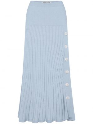 Pletená bavlnená midi sukňa Anna Quan modrá