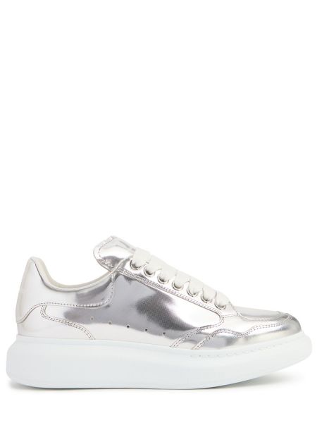 Sneakers i läder Alexander Mcqueen silver