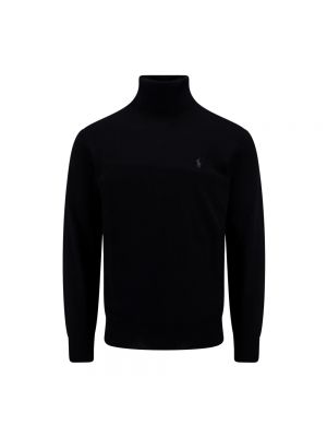 Jersey cuello alto de lana con cuello alto de tela jersey Polo Ralph Lauren negro