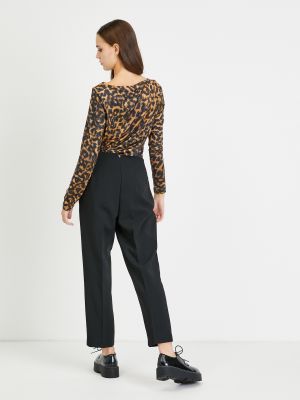 Tričko s dlhými rukávmi s leopardím vzorom Guess hnedá