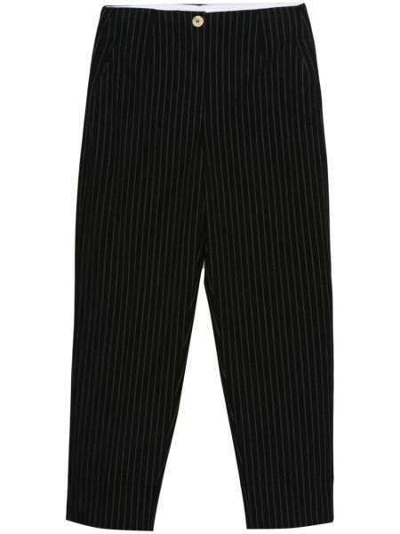 Pantaloni cu dungi Ganni negru