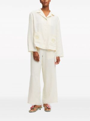Lininė siuvinėta marškiniai Sleeper balta