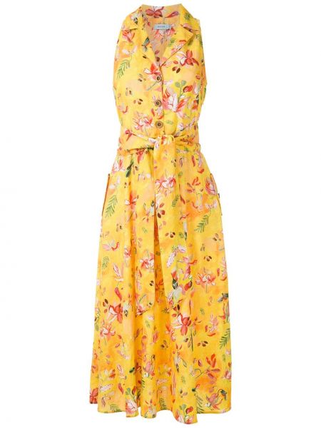 Vestido de lino con estampado Isolda amarillo