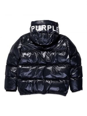 Péřová bunda s kapucí s potiskem Purple Brand