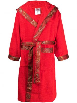 Памучен халат с пейсли десен Etro Home червено