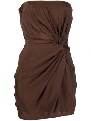 Hodvábne saténové koktejlkové šaty Gauge81 hnedá