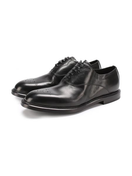 Zapatos oxford con cordones de cuero de encaje Dolce & Gabbana negro