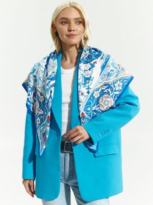 Платок русские в моде синий