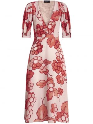 Rochie midi de mătase cu imagine Etro roșu
