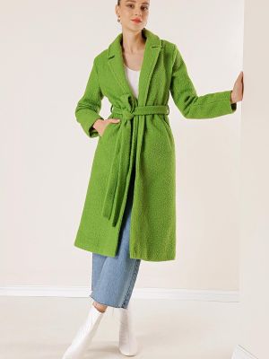 Plstěný kabát s kapsami By Saygı zelený