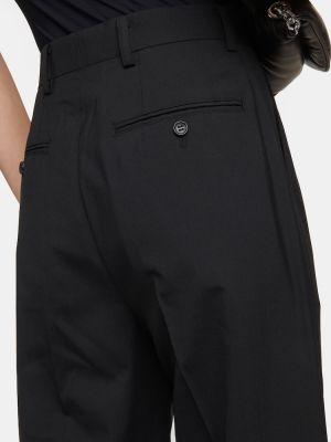 Vlněné rovné kalhoty s vysokým pasem Junya Watanabe černé