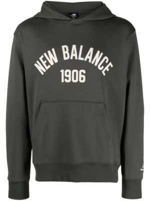 Bluza z kapturem bawełniana z nadrukiem New Balance czarna