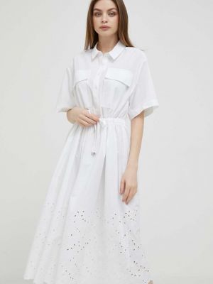 Pamučna midi haljina United Colors Of Benetton bijela