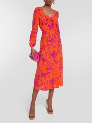 Платье миди в цветочек с принтом Diane Von Furstenberg оранжевое