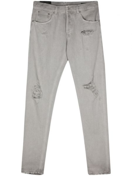 Roztrhaný zúžené džínsy Dondup sivá