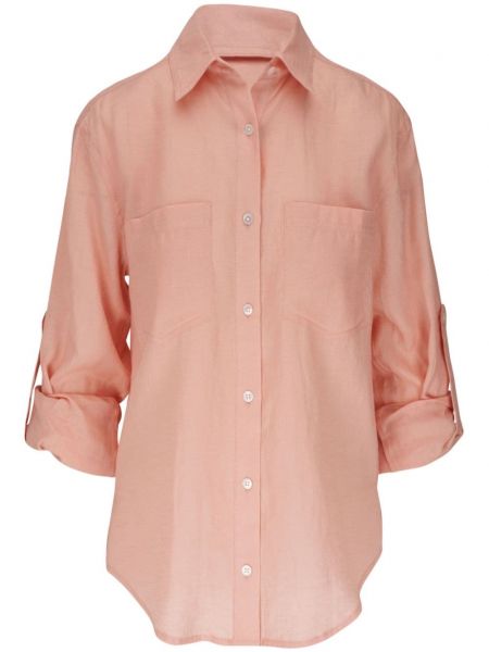 Λινό πουκάμισο Veronica Beard ροζ