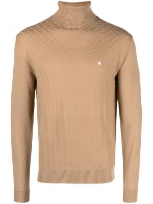 Haftowany sweter wełniany Manuel Ritz brązowy