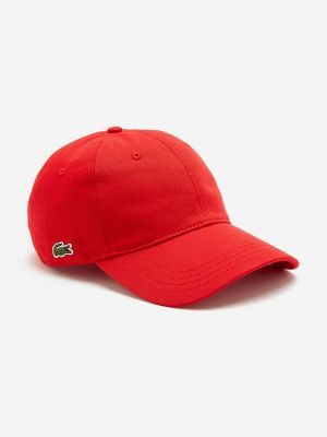 Czerwona czapka z daszkiem bawełniana Lacoste