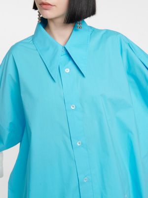 Oversized bavlnená košeľa Mm6 Maison Margiela modrá
