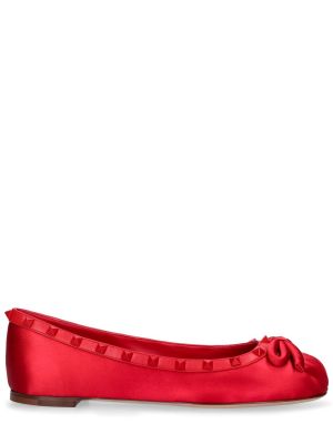 Bőr szatén balerina cipők Valentino Garavani piros